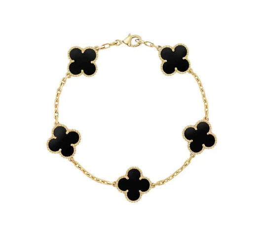 Black and Gold Clover Bracelet