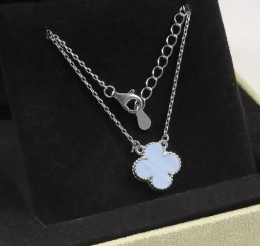 Ice Blue Clover Necklace