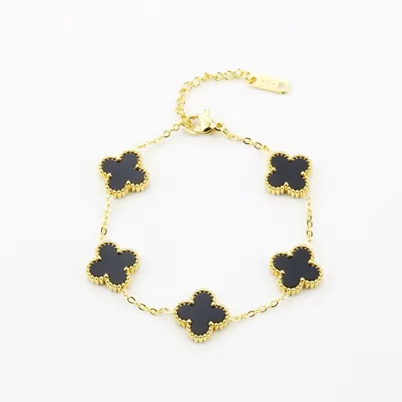 Black and Gold Clover Bracelet